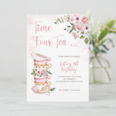 Time VIUR Tee 4. Geburtstag Einladung (Stehend Vorderseite)