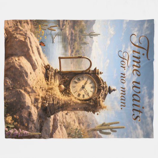 Time waits for desert clock fleece blanket de (Vorderseite (Horizontal))