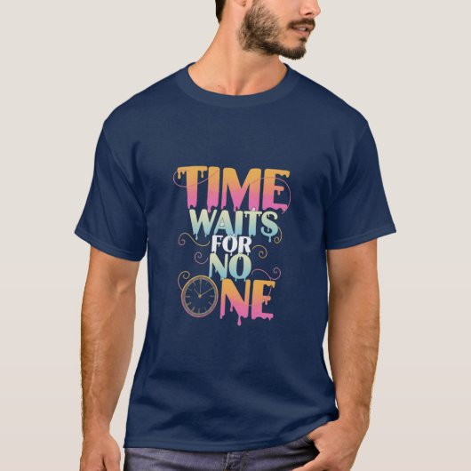 Time Waits For No One Melting Clock Gradient T-Shirt (Vorderseite)