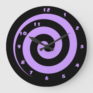 Time Winds Down Purple and Black Spiral Wall Clock Große Wanduhr