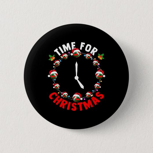 Time Xmas Kostüm Volleyball Ausrüstung als Uhr Fu Button (Vorderseite)