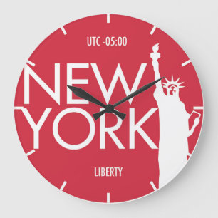 Time Zone Typografy Wall Clock New York Große Wanduhr