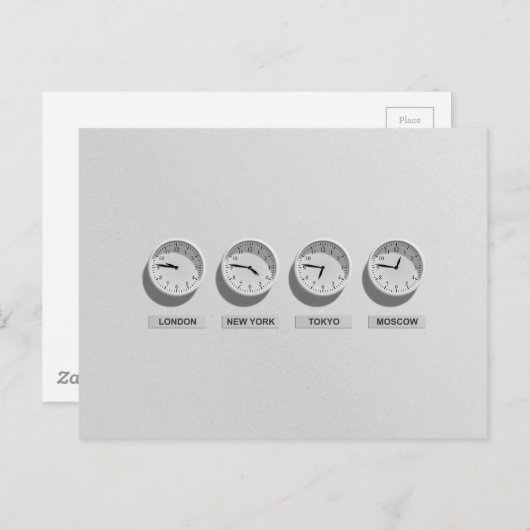 Time Zones World Traveller Postkarte (Vorne/Hinten)