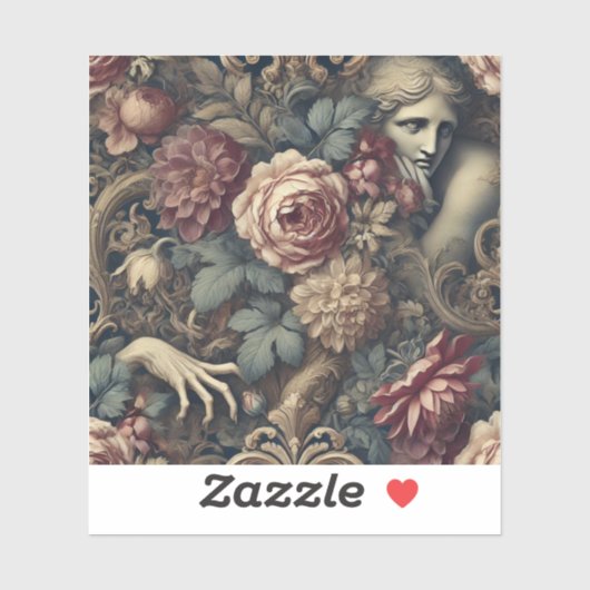 Timelapse - Gothic Floral Pillow Aufkleber (Blatt)