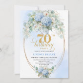 Timeless 70th Birthday Soft Blue Hydrangea Invite Einladung (Vorderseite)