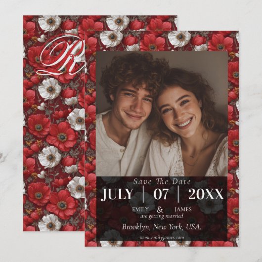 Timeless Anemones Aesthetic Countryside Wedding Save The Date (Vorne/Hinten)