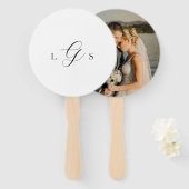 Timeless Black and White Monogram Elegant Wedding Fächer (Vorne und Hinten)
