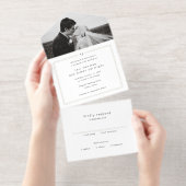 Timeless Black and White Monogram Modern Wedding All-in-One-Einladung (Abreißstreifen)