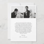 Timeless Black and White Photo Modern Wedding Dankeskarte (Rückseite)