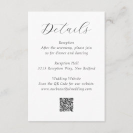 Timeless Black and White QR Code Elegant Wedding Begleitkarte