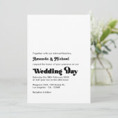 Timeless Black and White Retro Typografy Wedding Einladung (Stehend Vorderseite)