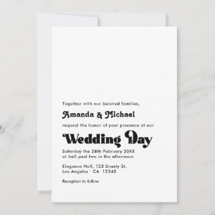 Timeless Black and White Retro Typografy Wedding Einladung