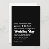 Timeless Black and White Retro Typografy Wedding Einladung (Vorne/Hinten)