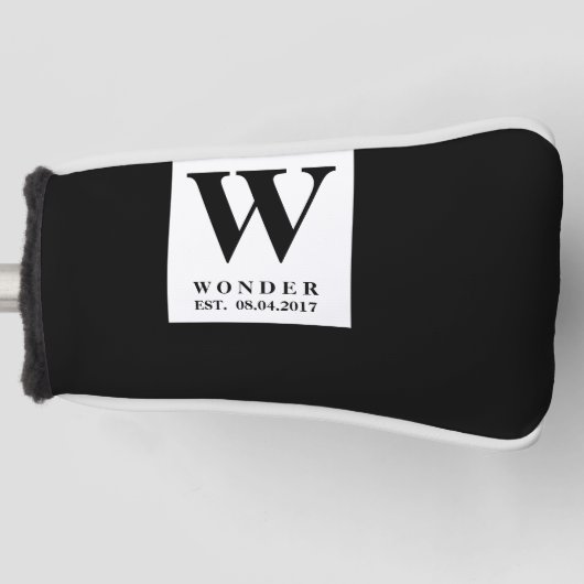 Timeless Black Wedding Golf Headcover (Vorderseite)