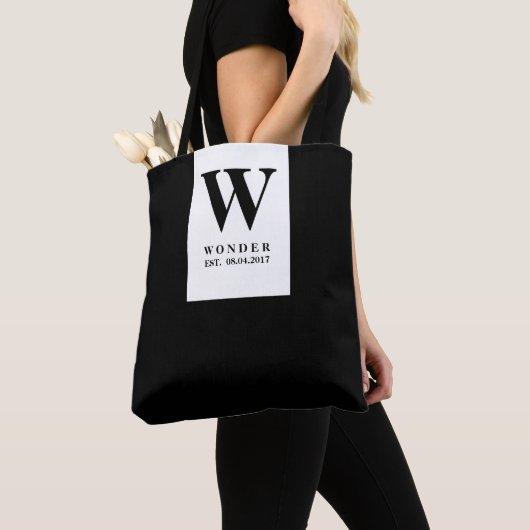 Timeless Black Wedding Monogram | Minimalist Desig Tasche (Von Nahem)