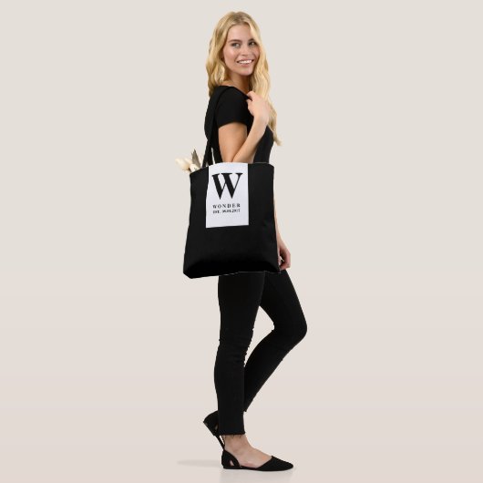 Timeless Black Wedding Monogram | Minimalist Desig Tasche (Am Model)