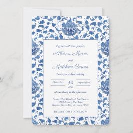 Timeless Blue and White Chinoiserie Chic Wedding Einladung