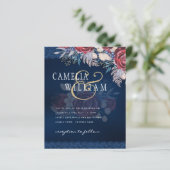 Timeless Blue Burgundy Floral Lace Wedding (Stehend Vorderseite)