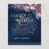 Timeless Blue Burgundy Floral Lace Wedding (Vorderseite)
