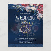 Timeless Blue Burgundy Floral Lace Wedding (Vorderseite)