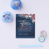 Timeless Blue Burgundy Floral Lace Wedding Flyer (Einzeln)