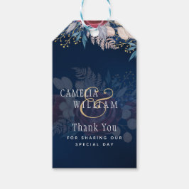 Timeless Blue Burgundy Floral Lace Wedding Geschenkanhänger