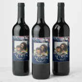 Timeless Blue Burgundy Floral Lace Wedding Weinetikett (Flaschen)