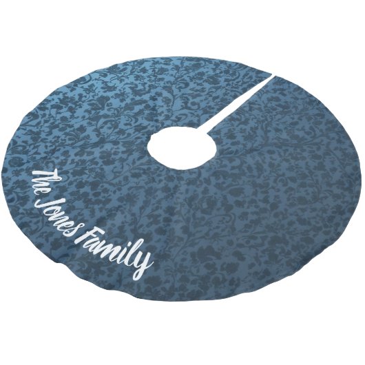 Timeless Blue Floral Viktorianisch Design Weihnach Polyester Weihnachtsbaumdecke (Schrägansicht)