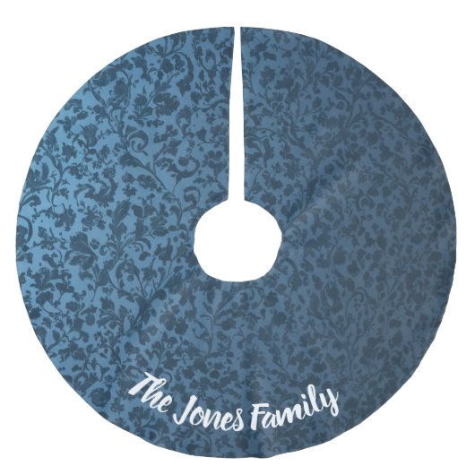 Timeless Blue Floral Viktorianisch Design Weihnach Polyester Weihnachtsbaumdecke (Vorderseite)