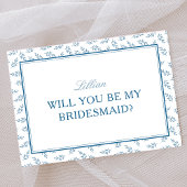 Timeless Blue Garden Elegante Bridesmaid Vorschlag Karte
