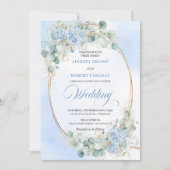 Timeless Blue Hydrangea Eucalyptus Wedding Invite Einladung (Vorderseite)