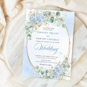 Timeless Blue Hydrangea Eucalyptus Wedding Invite Einladung