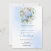 Timeless Blue Hydrangea Gold Floral Wedding Invite Einladung (Vorderseite)