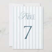 Timeless Blue Stripes Wedding Table Number 7 Sign Einladung (Rückseite)