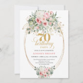 Timeless Blush and Gold 70th Birthday Invitation Einladung (Vorderseite)