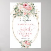 Timeless Blush Floral Sweet 16 Welcome Poster (Vorne)