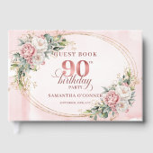 Timeless Blush Gold Floral Eucalyptus 90 Birthday Gästebuch (Vorderseite)