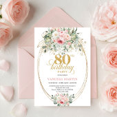 Timeless Boho Blush Roses Minimal 80th Birthday Einladung