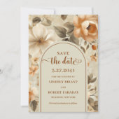 Timeless Boho Copper Beige Floral Save The Date Einladung (Vorderseite)