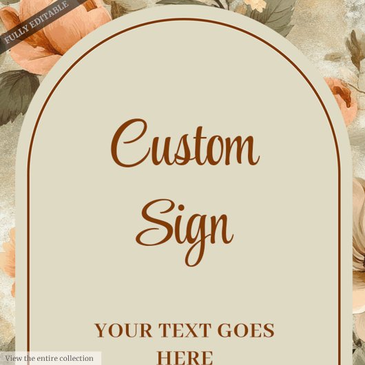 Timeless Boho Copper Beige Olive Floral Custom  Poster