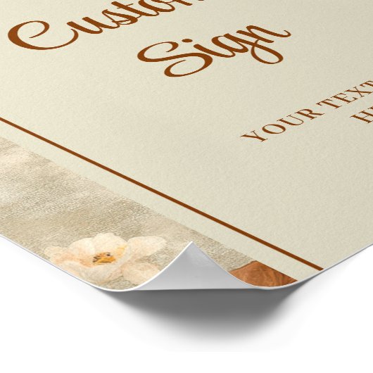 Timeless Boho Copper Beige Olive Floral Custom  Poster (Ecke)