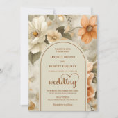 Timeless Boho Copper Ivory Sage Floral Wedding Einladung (Vorderseite)