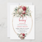 Timeless Boho Crimson Red White Greenery Shower Einladung (Vorderseite)