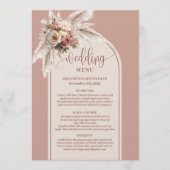 Timeless Boho Dusty Rose Pampas Floral Wedding  Menükarte (Vorderseite)