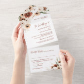 Timeless Boho Earthy Toned Floral Wedding All In One Einladung (Abreißen)