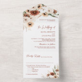 Timeless Boho Earthy Toned Floral Wedding All In One Einladung (Innen Boden)