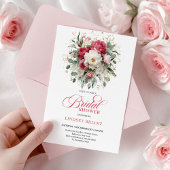 Timeless Boho Ruby Red Blush Gold Bridal Shower Einladung