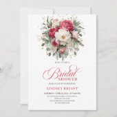 Timeless Boho Ruby Red Blush Gold Bridal Shower Einladung (Vorderseite)