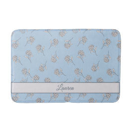 Timeless Botanical Bloom Soft Blue Monogram  Badematte