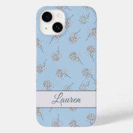 Timeless Botanical Bloom Soft Blue Monogram  Case-Mate iPhone 14 Hülle